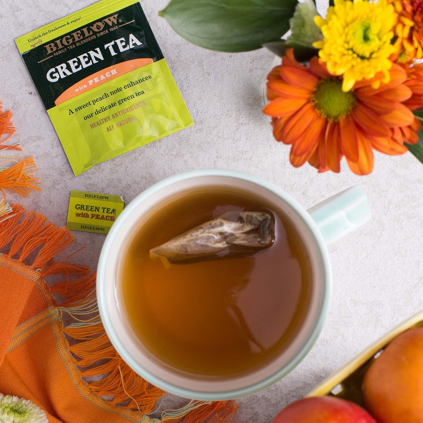 Bigelow Tea, Green Tea with Peach, Caffeinated, 20 Tea Bags (25 g)