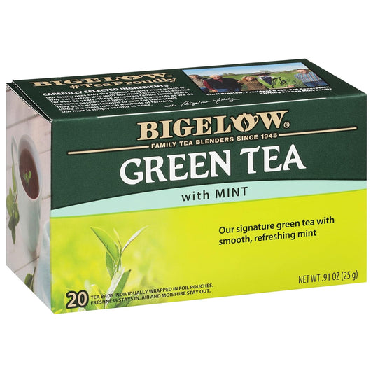 Bigelow Tea, Green Tea with Mint, Caffeinated, 20 Tea Bags (25 g)