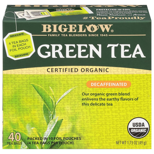 Bigelow Tea, Certified Organic Decaffeinated Green Tea, 40 Tea Bags (49 g)