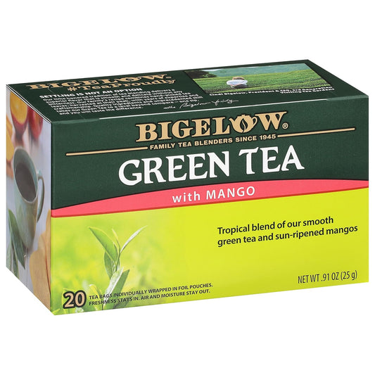 Bigelow Tea, Green Tea with Mango, Caffeinated, 20 Tea Bags (25g)