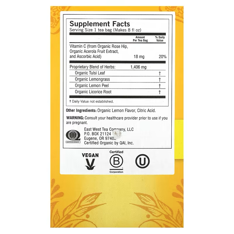 Yogi Tea, Sweet Lemon Everyday Immune, Caffeine Free, 16 Tea Bags