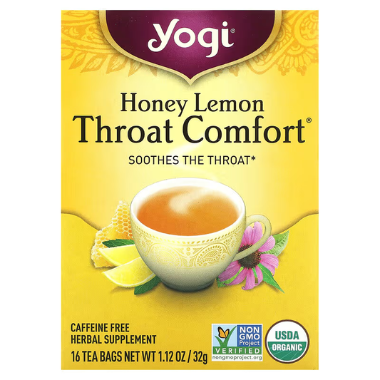 Yogi Tea, Honey Lemon, Throat Comfort, Caffeine Free, 16 Tea Bags