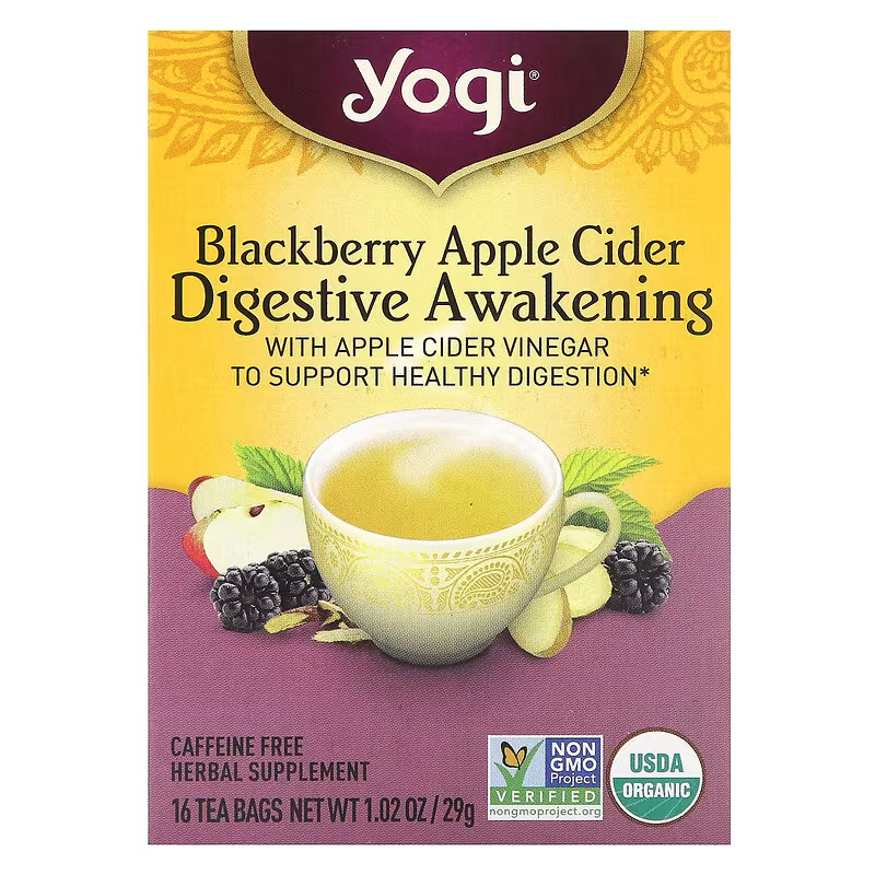 Yogi Tea, Digestive Awakening, Blackberry Apple Cider Vinegar, Caffeine Free 16 Tea Bags