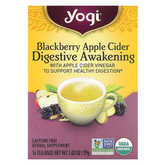 Yogi Tea, Digestive Awakening, Blackberry Apple Cider Vinegar, Caffeine Free 16 Tea Bags