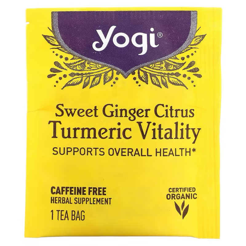 Yogi Tea, Sweet Ginger Citrus Turmeric Vitality, Caffeine Free, 16 Tea Bags