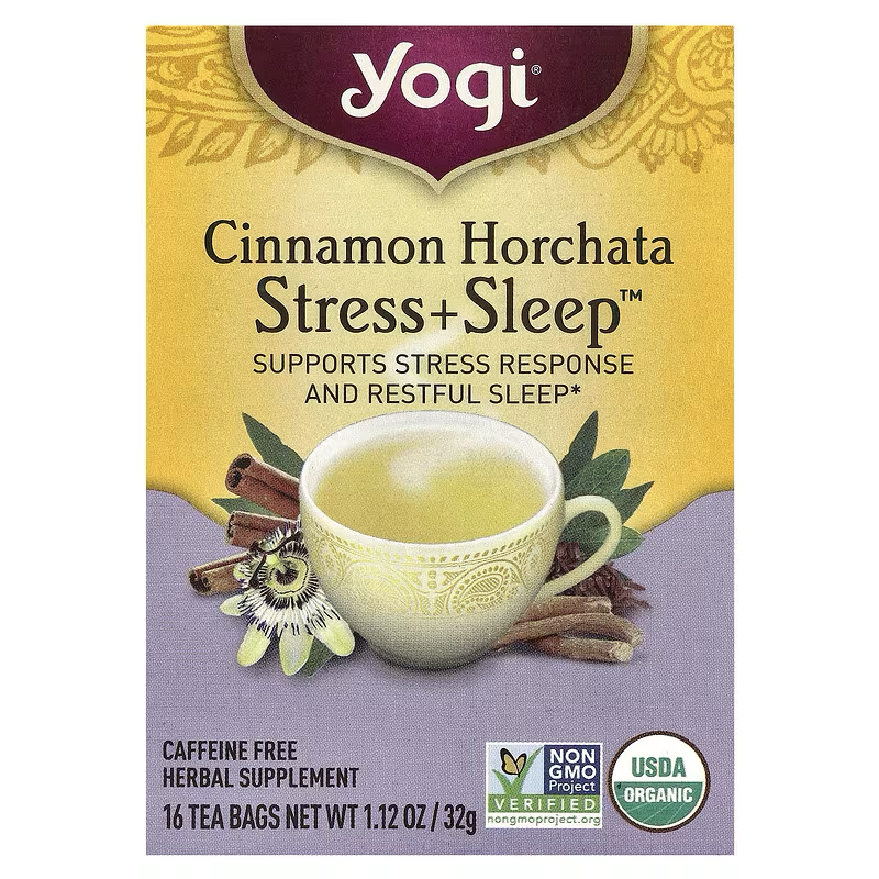 Yogi Tea, Stress + Sleep, Cinnamon Horchata, Caffeine Free, 16 Tea Bags