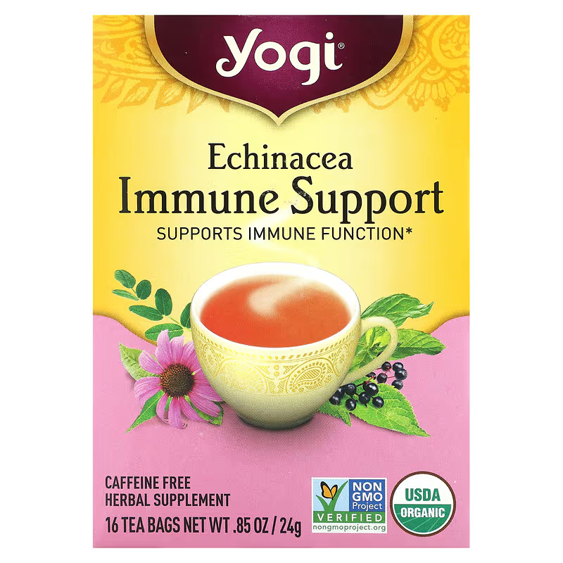 Yogi Tea, Echinacea Immune Support, Caffeine Free, 16 Tea Bags